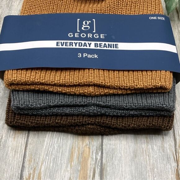 Men’s Comfy Cozy Warm Winter Beanie Stocking Hat Set, 3-Pack - Picture 2 of 5